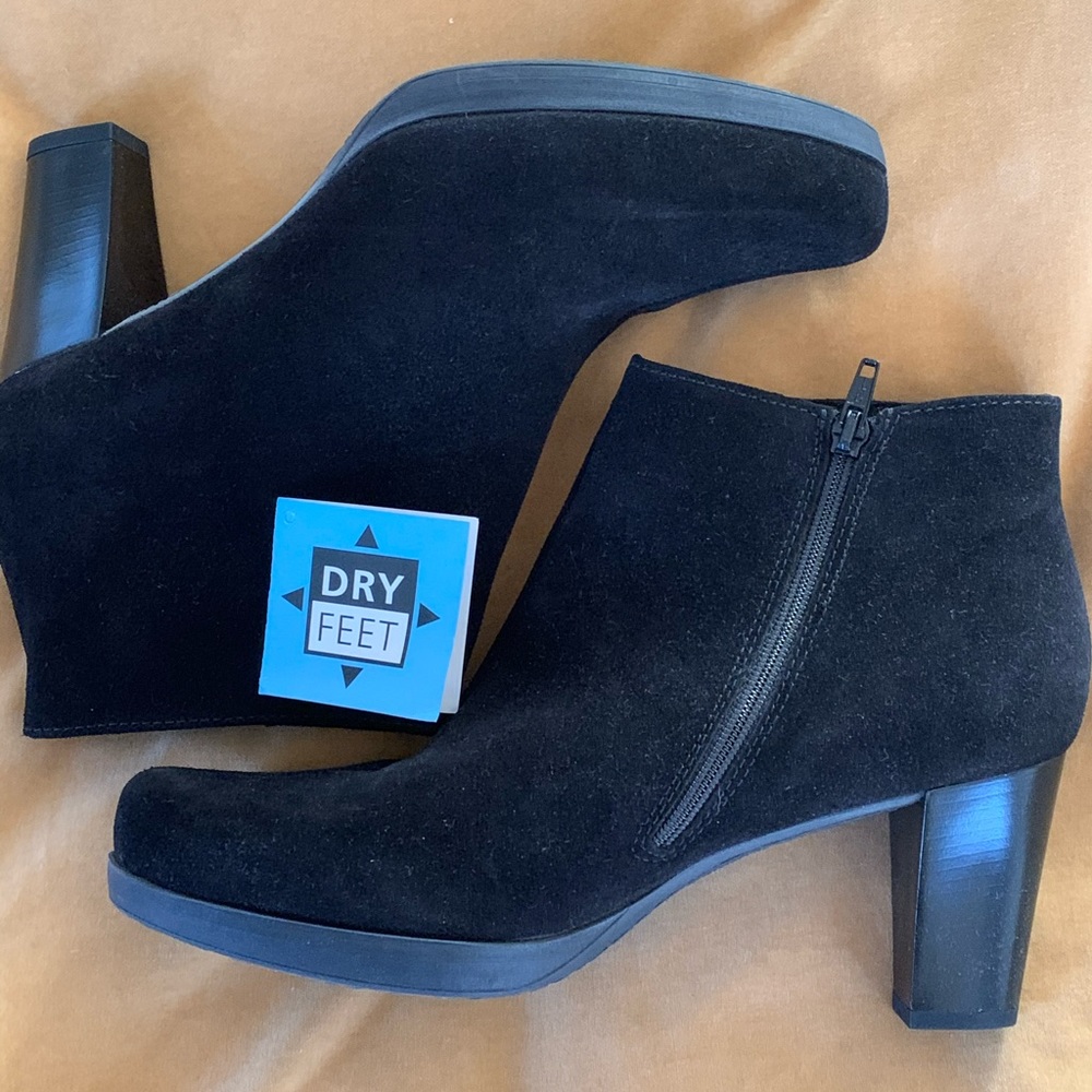 Women’s black suede booties